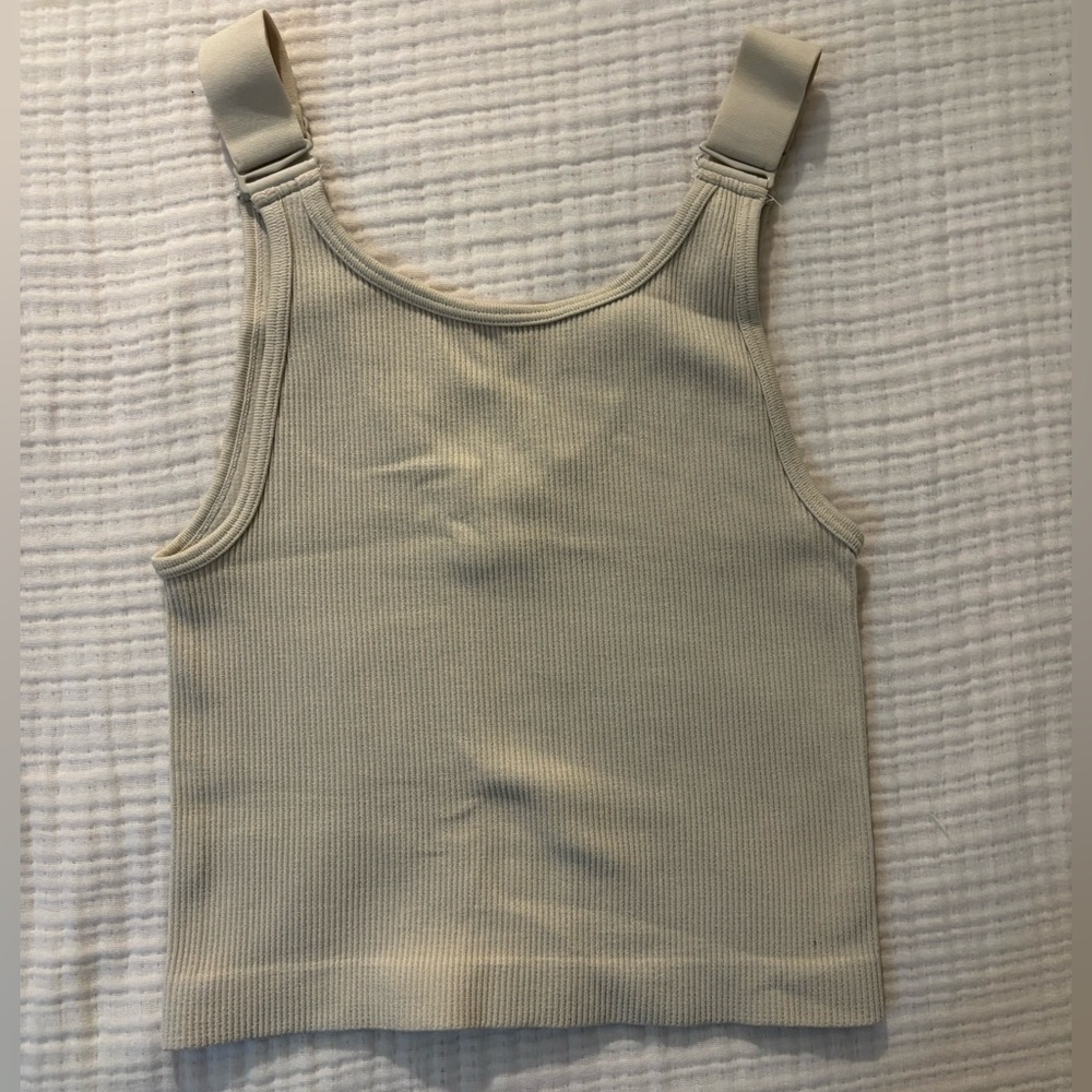Zara Cream Ribbed Tank Top